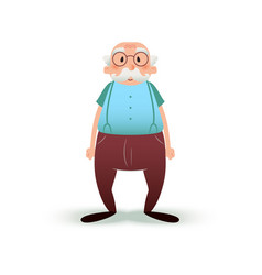 Funny Cartoon Old Man Character Senior In Glasses