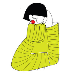 Girl Wearing Yellow Knitted Sweater Basic Rgb