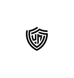 Mu Geometric Line Shield Logo Initial Concept