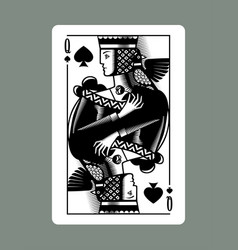 Queen Playing Card Of Spades Suit In Vintage