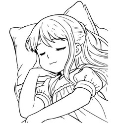 A Little Girl Sleeps On Pillow Coloring