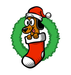 Cartoon Dog Santa Hat Christmas Stocking