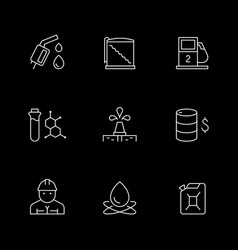 Set Line Icons Of Oil Industry