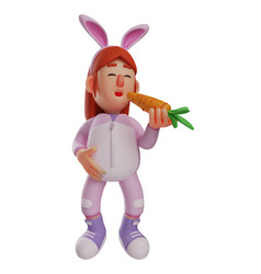 3d Bunny Girl Cartoon Design Eating A Carrot