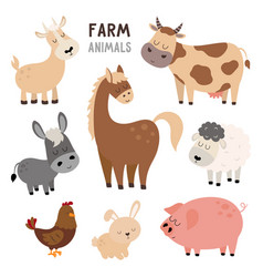 Cartoon Farm Animal Set