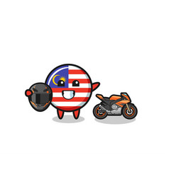 Cute Malaysia Flag Cartoon As A Motorcycle Racer