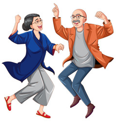 European Old Couple Dancing Isolated