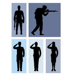 Five Military Squad Silhouettes