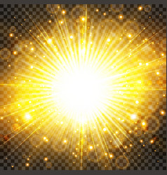 Sunlight isolated golden sun rays radiance Vector Image