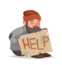 Homeless Bum Help Cardboard Paper Sheet Cartoon