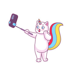 Cute Cartoon Capricorn Cat Making Selfie Photo