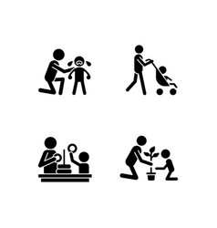 Parental Involvement Black Glyph Icons Set