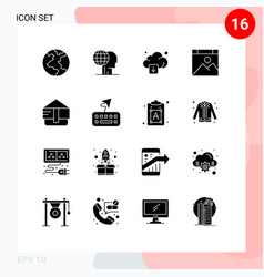 Set 16 Solid Glyphs On Grid For Fashion