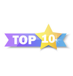 Top 10 Rating Banner Gold Star Sale Label