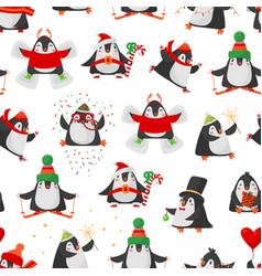 Penguin Seamless Pattern Christmas Penguins