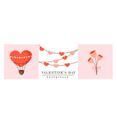 Valentine Day Horizontal Web Banner Hot Air