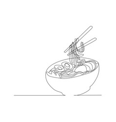 Continuous Line Art Drawing Of Asian Noodle