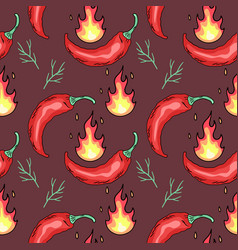 Hot Chili Pepper Seamless Pattern Hand