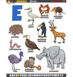 Cartoon Animal Characters For Letter E