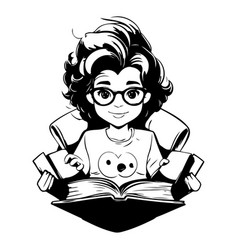 Cute Boy Reading A Book Cartoon Style