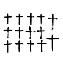 Hand Drawn Cross Grunge Brush Stroke Black Paint