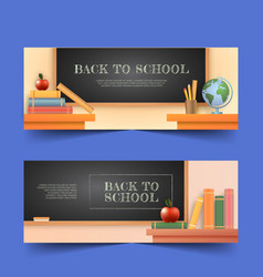 Realistic Back School Banners Set Design