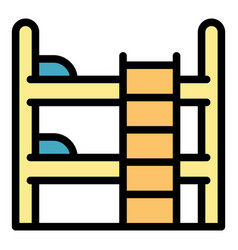 Bedroom Bunk Bed Icon Color Outline