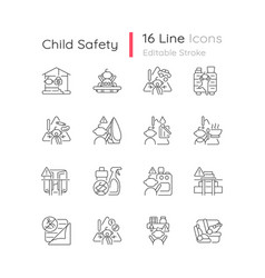 Child Safety Linear Icons Set