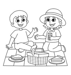 Spring Girl And Boy Having A Picnic Isolated