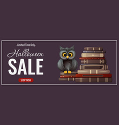 Halloween Sale Flyer Owl Surrounded By Books