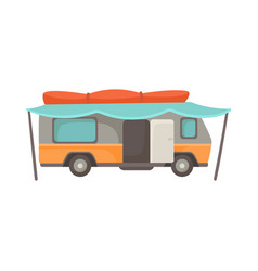 Rv Or House Trailer With Canopy Or Awning Cartoon