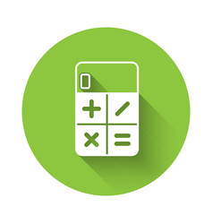 White Calculator Icon Isolated With Long Shadow