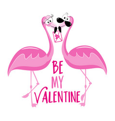 Be My Valentine - Cute Flamingos With Envelope