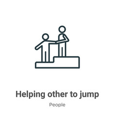 Helping Other To Jump Outline Icon Thin Line