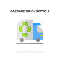 Garbage Truck Recycle Icon Flat