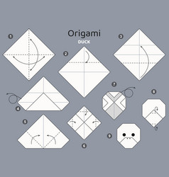 Origami Tutorial Scheme For Kids Duck