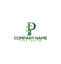 Abstract Letter P Bamboo Tree Logo Design