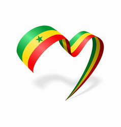 Senegalese Flag Heart Shaped Ribbon