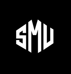 Smu Letter Logo Design With Polygon Shape