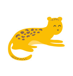 Cartoon Jaguar On A White Background Flat Cartoon