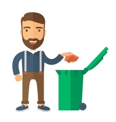 Man Throwing Paper In A Garbage Bin