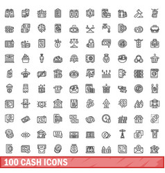 100 Cash Icons Set Outline Style