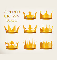 Golden Crowns Logo Or Royal Headdress Icon