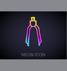 Glowing Neon Line Drawing Compass Icon Isolated