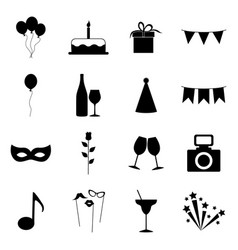 Party celebration fireworks ehgagement icons set Vector Image