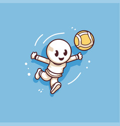 A Cute Cartoon Character Playing Volleyball Ideal