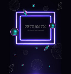 Neon Grame And 3d Shapes Background Design