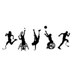 Silhouettes Of Sport People With Disabilities Set