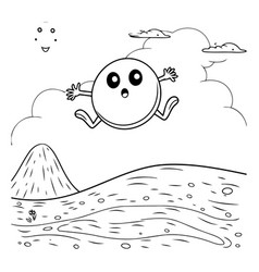 A Cute Cartoon Character Flying On Hilly Hill