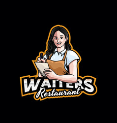 Female Waiter Mascot Logo Design